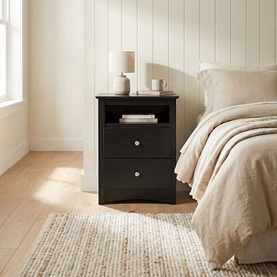 Sonoma Tall Nightstand with Open Shelf and 2 Drawers for Bedroom Storage