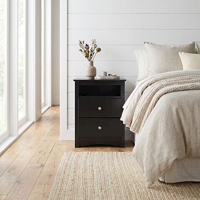 Sonoma Tall Nightstand with Open Shelf and 2 Drawers for Bedroom Storage
