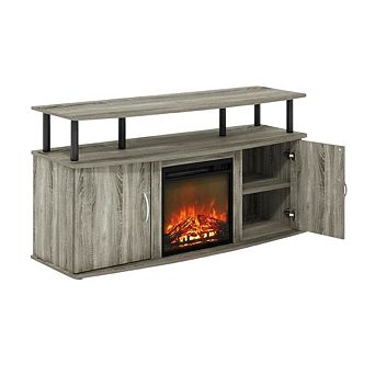FurniFact Fireplace Entertainment Center, Doors, Storage Cabinet, 55-Inch TVs