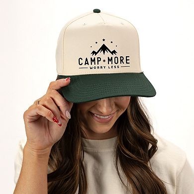 Camp More Worry Less Mountains - Women's Canvas Trucker Hat