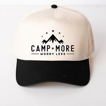 Camp More Worry Less Mountains - Women's Canvas Trucker Hat