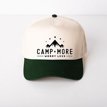Camp More Worry Less Mountains - Women's Canvas Trucker Hat