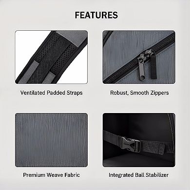 Single Ball Bowling Backpack with Shoe Compartment, Fits Size 16, Grey