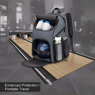 Single Ball Bowling Backpack with Shoe Compartment, Fits Size 16, Grey