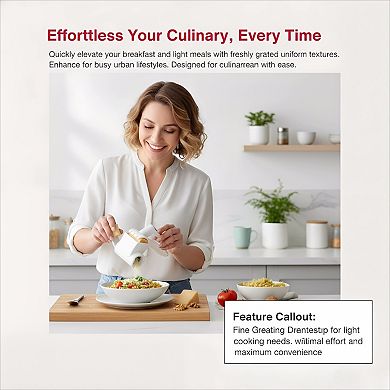 Rotary Cheese Grater Hand Crank with 3 Stainless Steel Blades