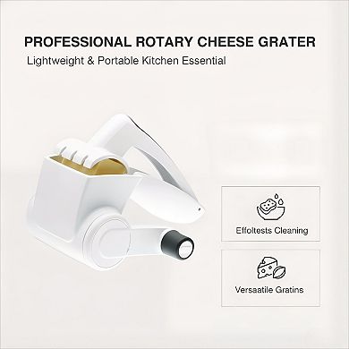 Rotary Cheese Grater Hand Crank with 3 Stainless Steel Blades