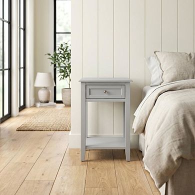 Nightstand with Wooden Drawer and Sturdy Construction for Bedroom