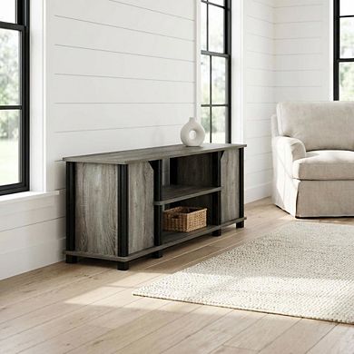 FurniFact Wooden TV Stand with Shelves and Storage