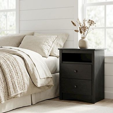 Nightstand with Two Drawers and Modern Design