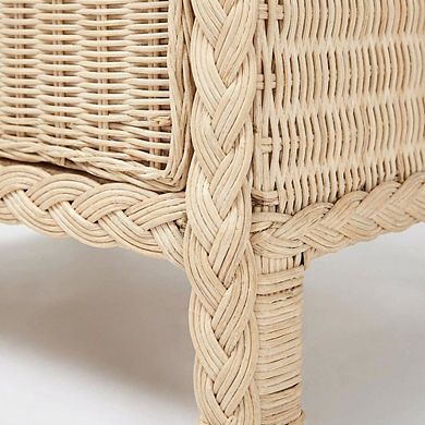 Japandi Sun Bleached Rattan Nightstand with 3 Drawers and Natural Finish