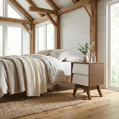 Mid-Century Modern Nightstand with Storage