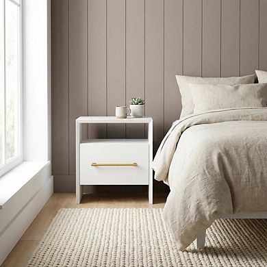 Nightstand with Adjustable Shelf and Mdf Legs for Bedroom Storage