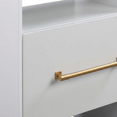 Nightstand with Adjustable Shelf and Mdf Legs for Bedroom Storage