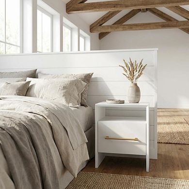 Nightstand with Adjustable Shelf and Mdf Legs for Bedroom Storage