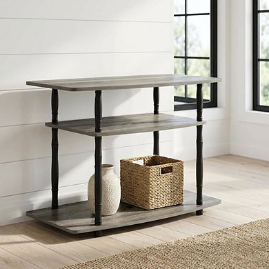 FurniFact Wooden TV Stand, Classic Tube Design, Modern Storage Solution