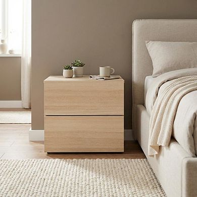 Starlight Canyon Home Modern Nightstand, Two Drawers, Sleek Melamine Finish, Contemporary Style