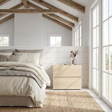 Starlight Canyon Home Modern Nightstand, Two Drawers, Sleek Melamine Finish, Contemporary Style