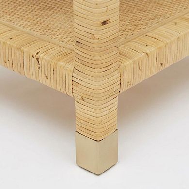 Rattan Nightstand with Legs and Storage Compartments