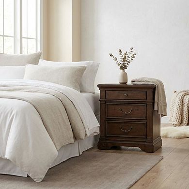 Nightstand with Charging Station and Traditional Style