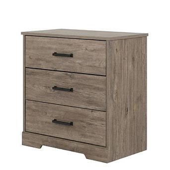 Nightstand for Bedroom with 3 Drawers, Laminate Finish and Farmhouse Style