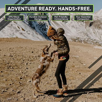 Three Pocket Waist Pack Adjustable Strap with Poop Bag Holder