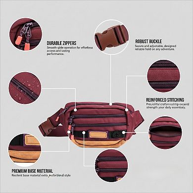 Three Pocket Waist Pack Adjustable Strap with Poop Bag Holder