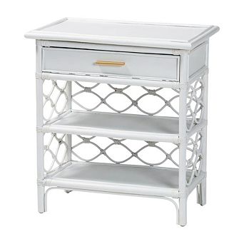 Rattan Nightstand with Coastal Style and Leg Finish