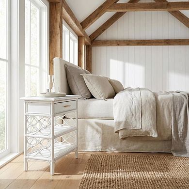 Rattan Nightstand with Coastal Style and Leg Finish