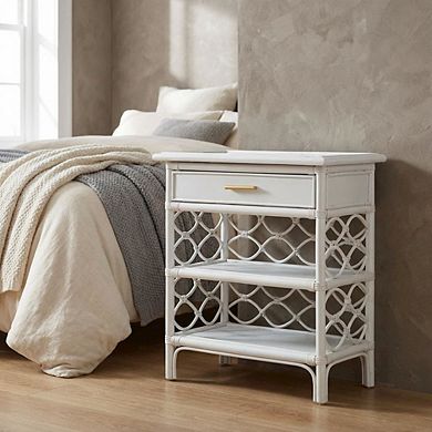Rattan Nightstand with Coastal Style and Leg Finish