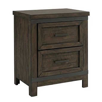 Nightstand with 2 Drawers and Saw Cut Finish
