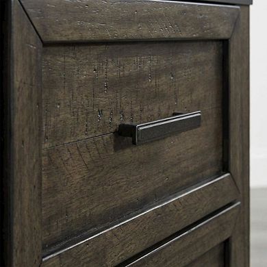 Nightstand with 2 Drawers and Saw Cut Finish