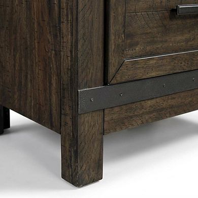 Nightstand with 2 Drawers and Saw Cut Finish