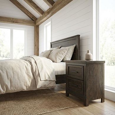 Nightstand with 2 Drawers and Saw Cut Finish