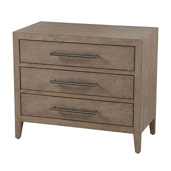 Gray Oak Finish Nightstand with Modern Design and Distressed Accents