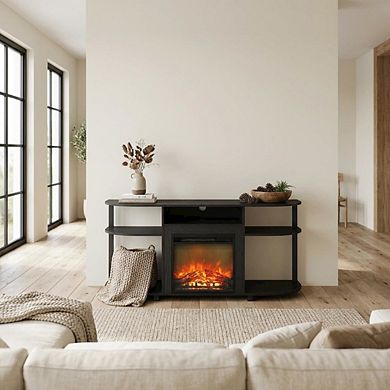 FurniFact Entertainment Center Stand, Fireplace, TVs up to 55 Inch