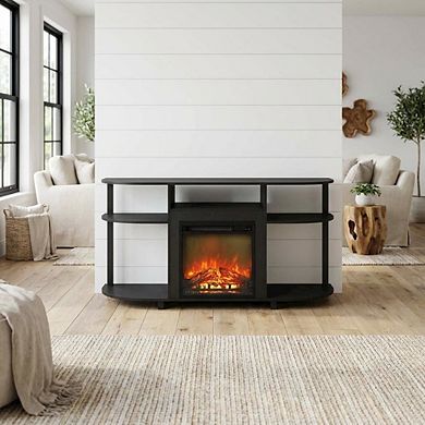 FurniFact Entertainment Center Stand, Fireplace, TVs up to 55 Inch