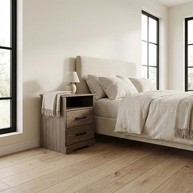 Nightstand Bedside Table with Farmhouse Style and Laminate Finish