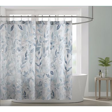 Botanical Print Shower Curtain Modern Serene Bathroom Decor