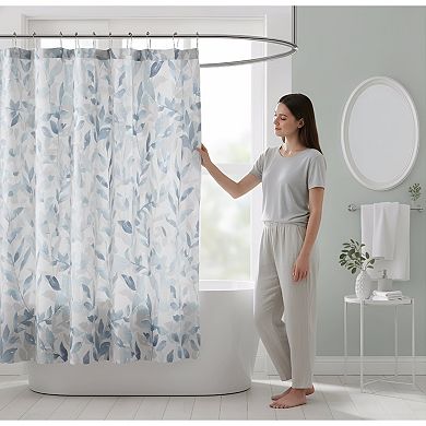 Botanical Print Shower Curtain Modern Serene Bathroom Decor