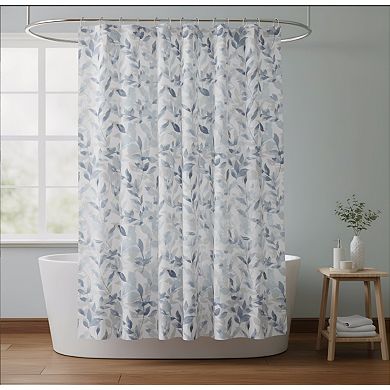 Botanical Print Shower Curtain Modern Serene Bathroom Decor
