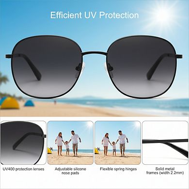 Square Sunglasses Gold Big Frame for Women Men