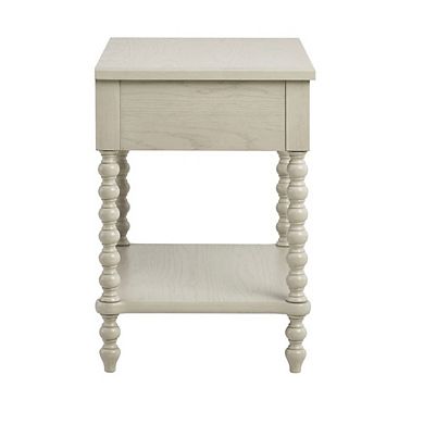 Beige Bedside Table with Solid Wood Frame and MDF with Wood Veneer Finish