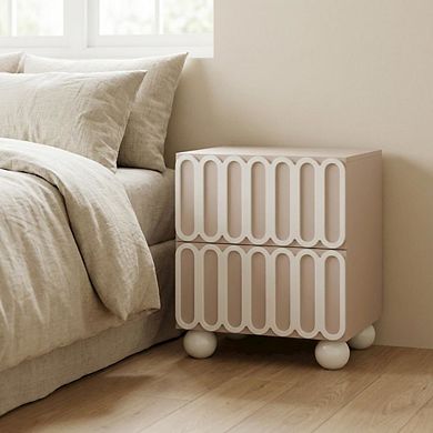 Nightstand with Wooden Legs and Soft Close Drawer for Bedroom