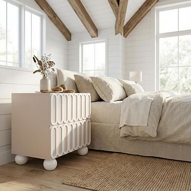 Nightstand with Wooden Legs and Soft Close Drawer for Bedroom