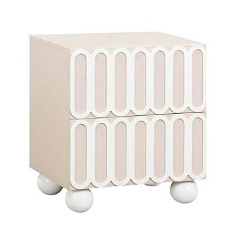 Nightstand with Wooden Legs and Soft Close Drawer for Bedroom