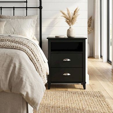 Bedroom nightstand with 2 drawers and modern design