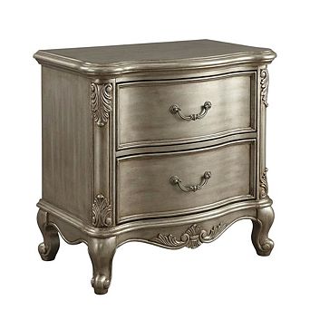 Nightstand with Antique Finish, Transitional Style, Rectangular