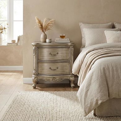 Nightstand with Antique Finish, Transitional Style, Rectangular