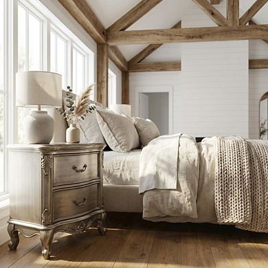 Nightstand with Antique Finish, Transitional Style, Rectangular