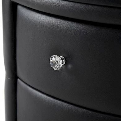 Glamour Style Faux Leather Nightstand with 2 Drawers and Oval Design